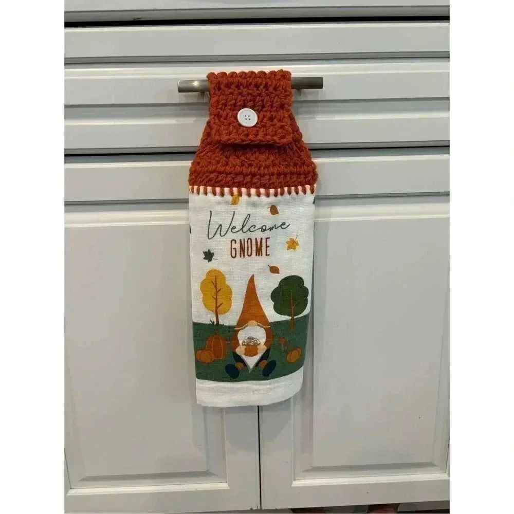 Crochet Top Kitchen Towel- Welcome gnome